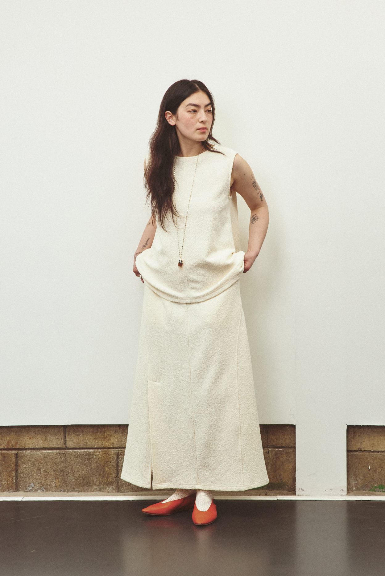 [LIMITED] BOUCLE LONG SKIRT (CREAM)